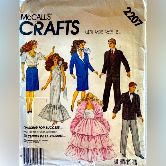 Vintage McCall's 2207 Uncut Sewing Pattern for 11.5” Doll Clothes - Picture 1 of 9